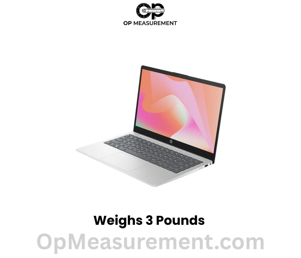 A 13–14 inch everyday laptop weighs 3 pounds