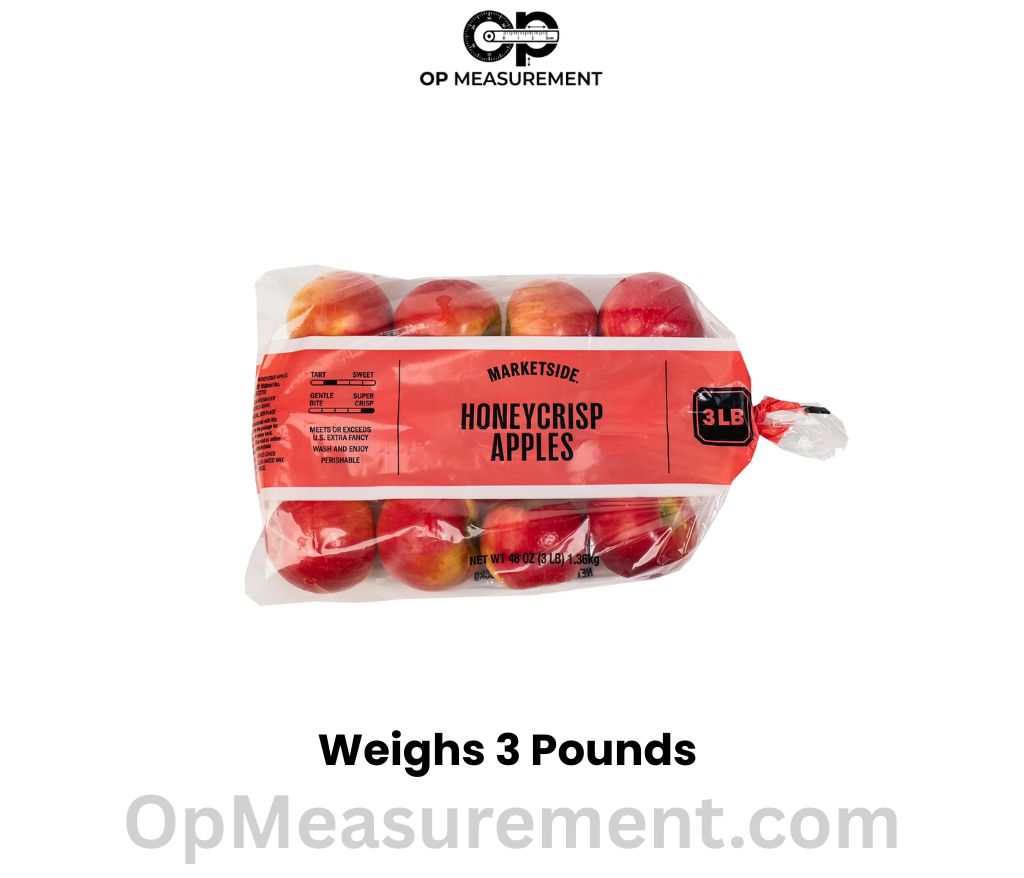 A 3-pound bag of apples weighs 3 pounds