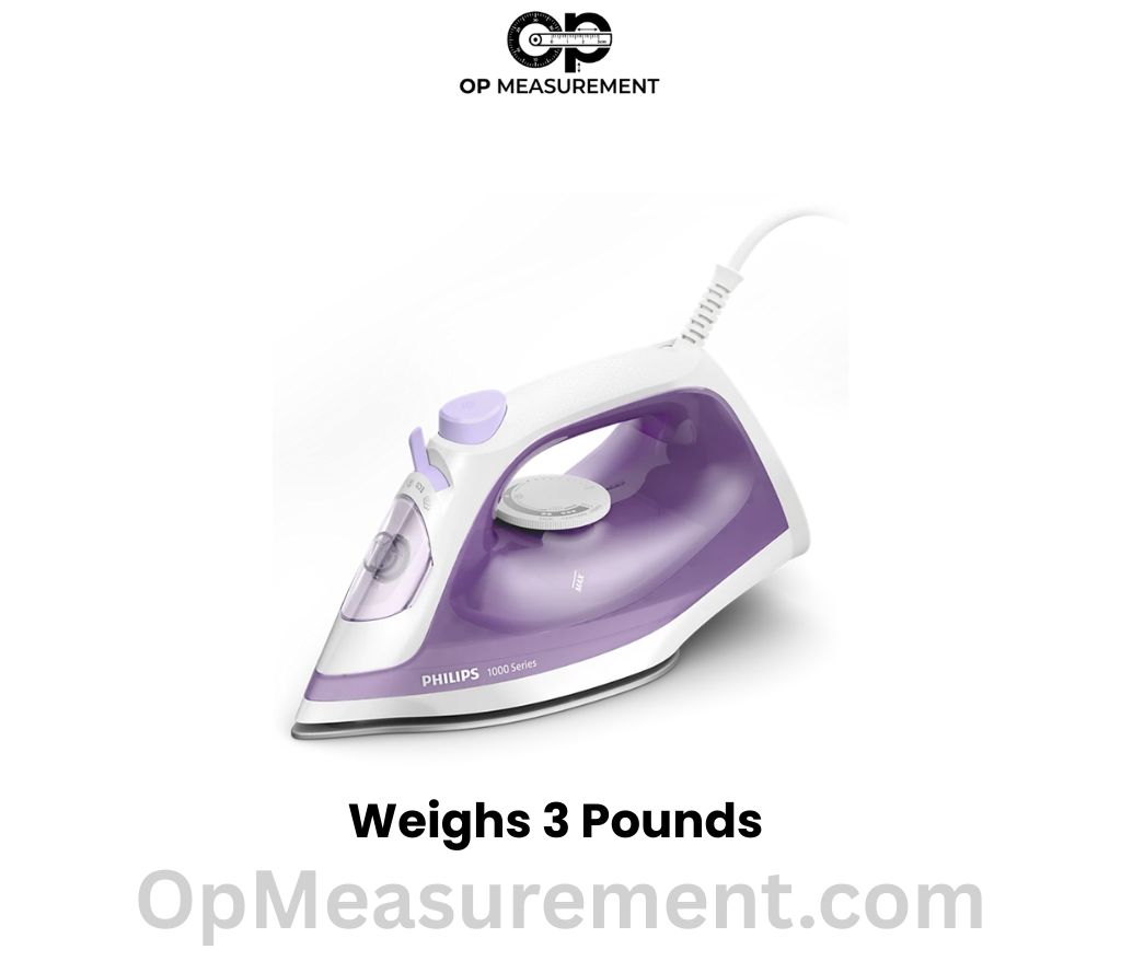 A standard household steam iron weighs 3 pounds