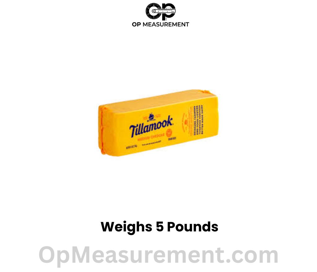 Bulk Block of Cheddar Cheese that Weighs 5 Pounds