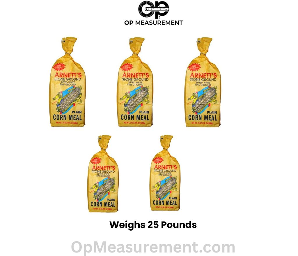 Five 5-Pound Sacks of Cornmeal that Weighs 25 lbs
