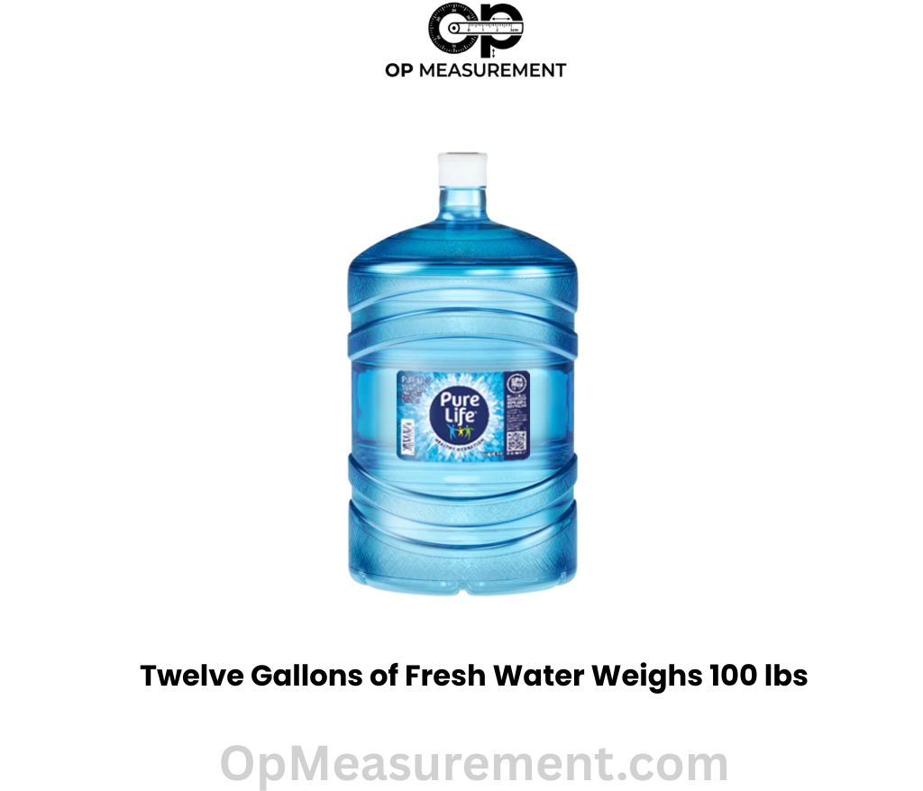 Twelve Gallons of Fresh Water that weighs 100 lbs