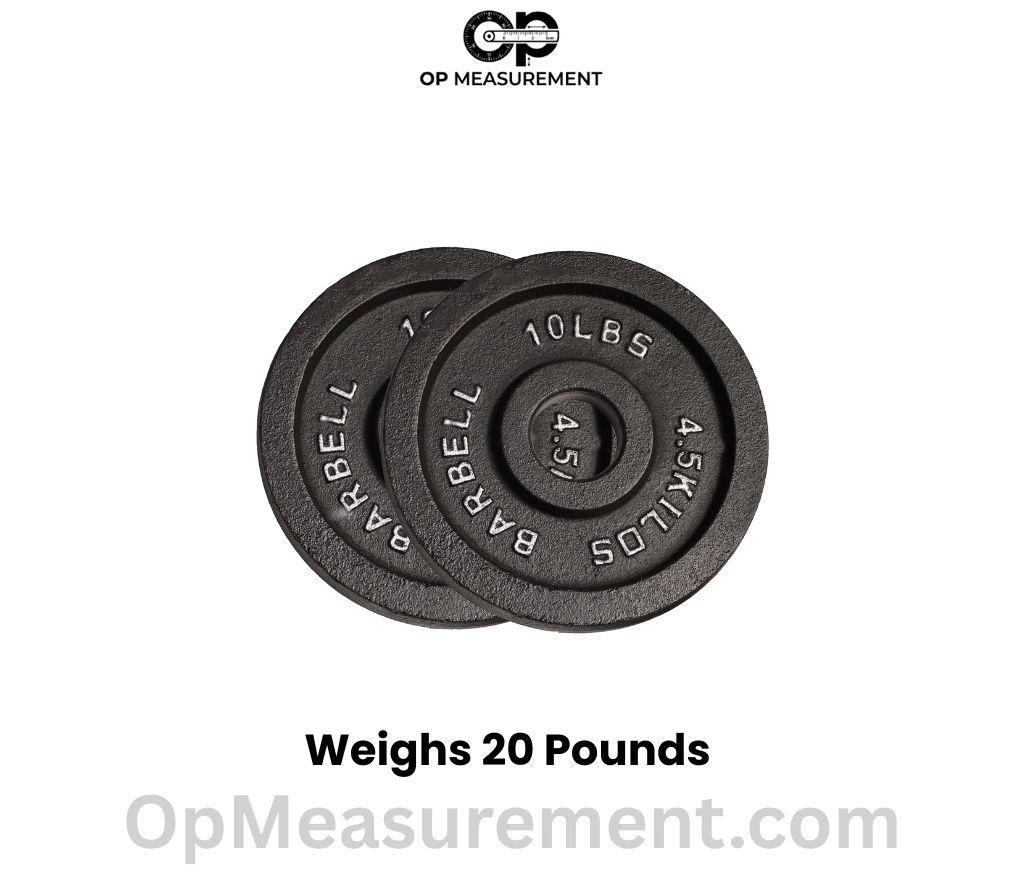 Two 10-Pound Weight Plates weighs 20 pounds