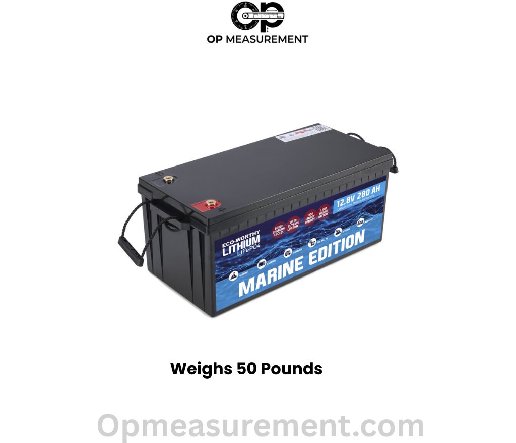 A Car or Marine Battery that weighs exactly 50 pounds
