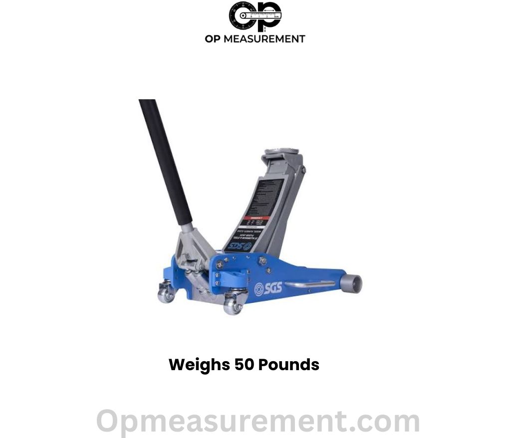 A Hydraulic Floor Jack that weighs exactly 50 pounds