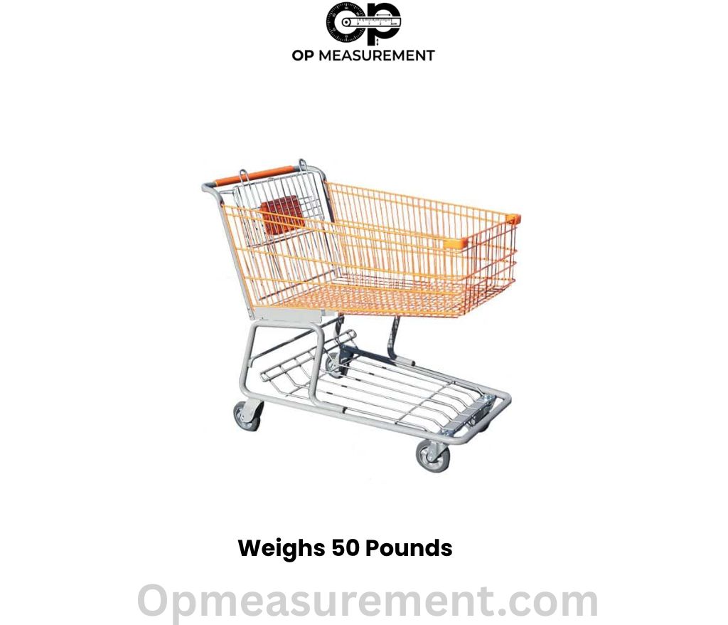 A Steel Grocery Cart that weighs exactly 50 pounds