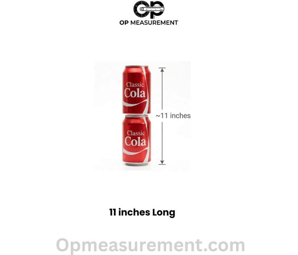 Two Stacked Soda Cans That Are 11 inches long