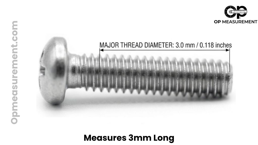 An M3 Machine Screw Thread That Are About 3mm Long