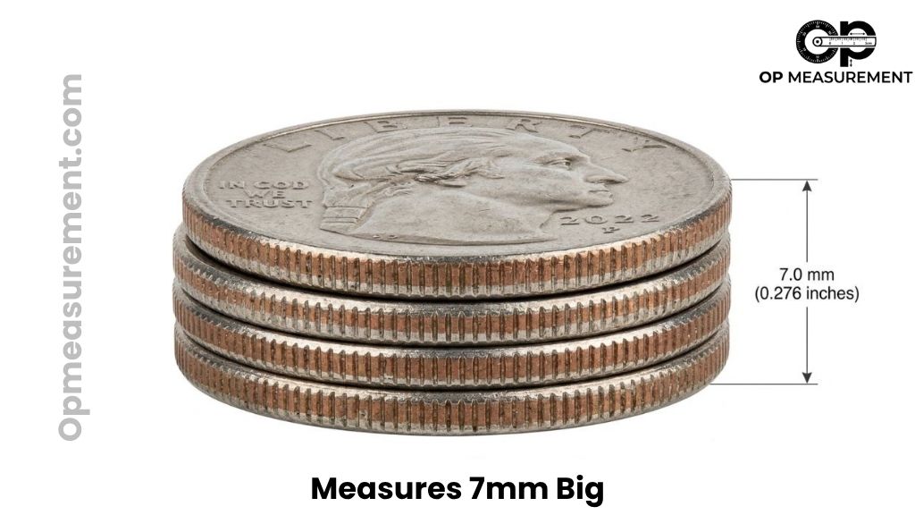 Stack of 4 Standard US Quarters That Are About 7mm Big