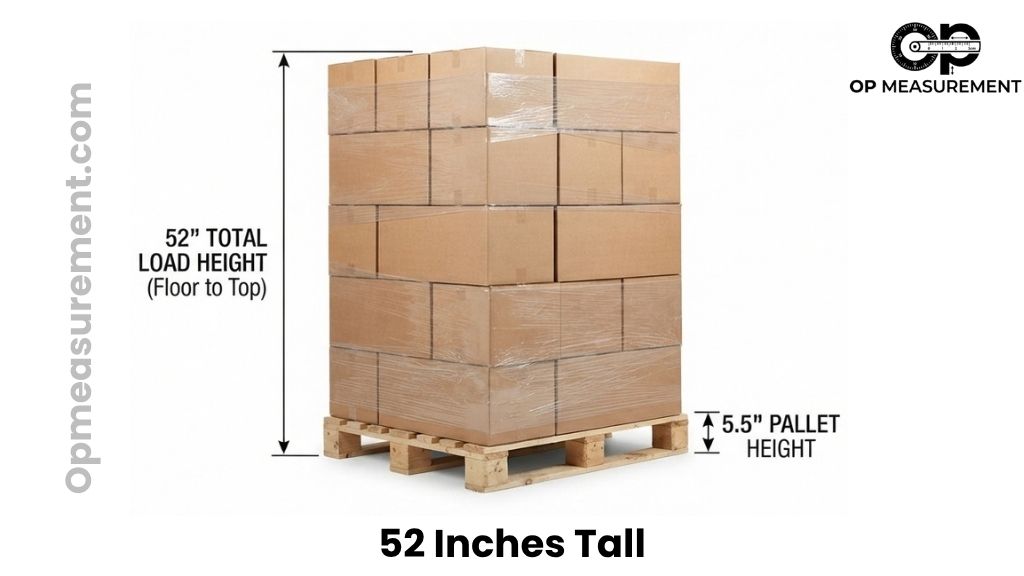 Loaded Freight Pallet That Are About 52 Inches Tall