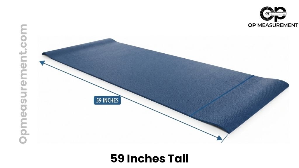 Rolled-Up Yoga Mat on the Floor That Measures 59 Inches Long