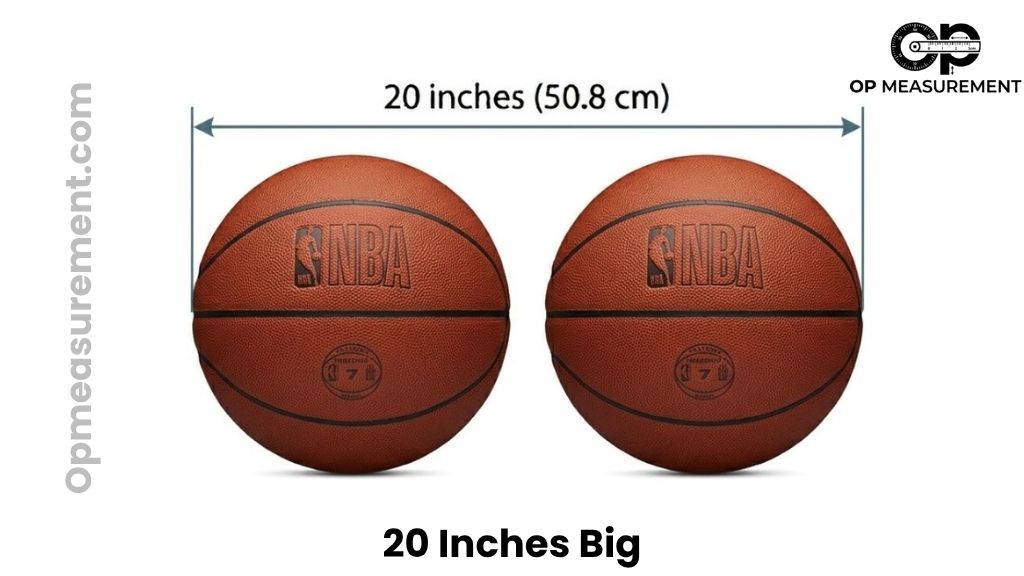Two Regulation Basketballs Side by Side That Measure 20 Inches Long
