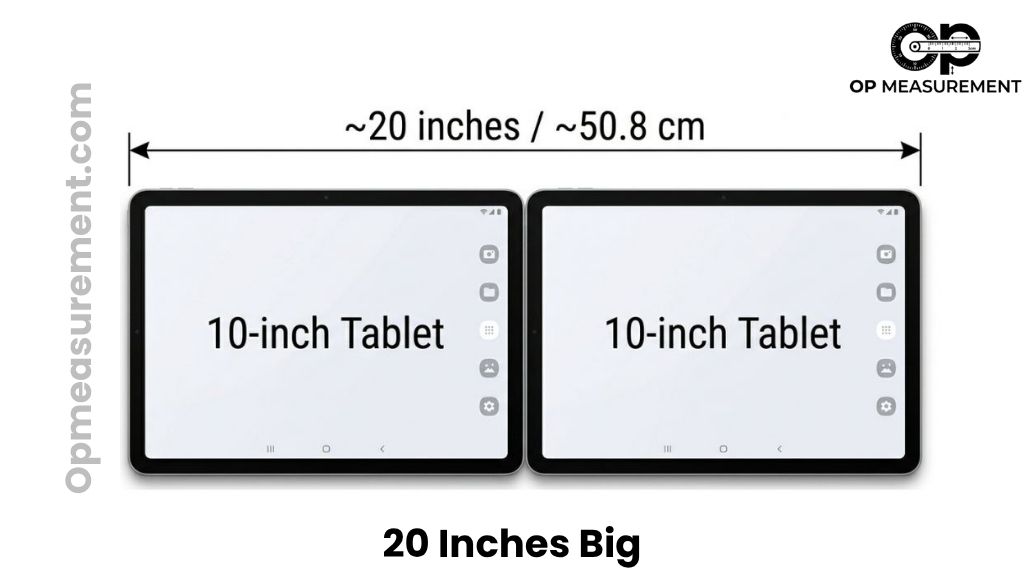 Two Standard Tablet Screens Side by Side That Measure 20 Inches Long